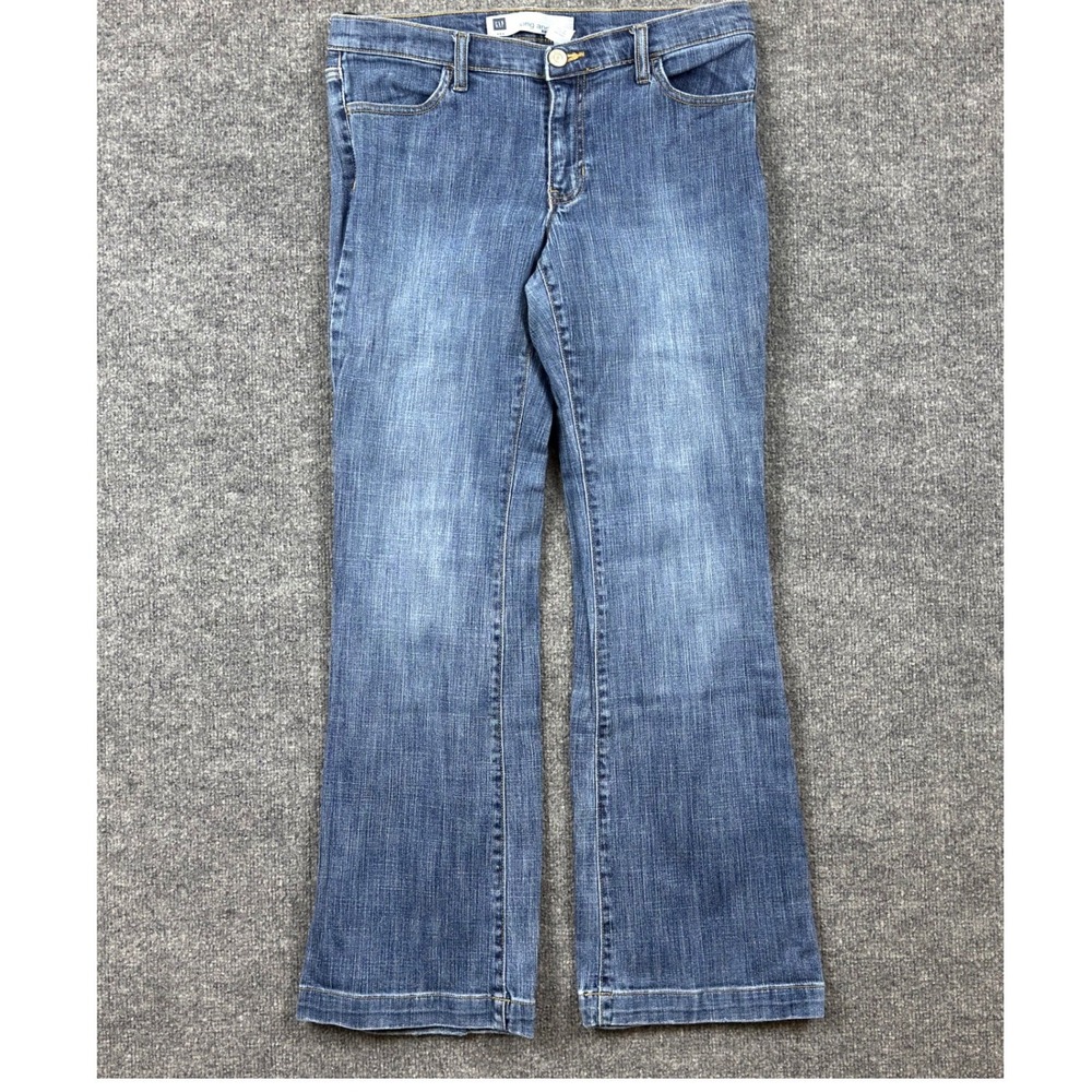 Gap Long and Lean Flare Stretch Jeans Medium Wash Denim Size 10 Mid Rise Bootcut